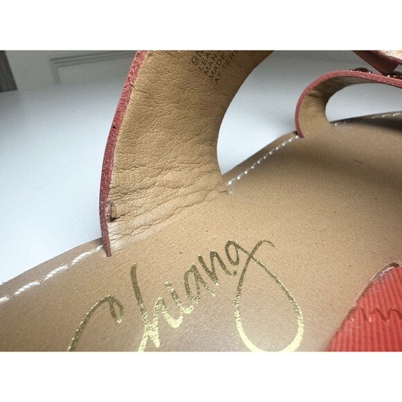 Arturo Chiang Orange Gold Studded Leather Flat Ankle Strap Sandals Women's 9M - Picture 8 of 10